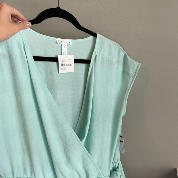 Leith Wrap sleeveless mini dress with side bow - light blue/green - small - NWT - Picture 2 of 7